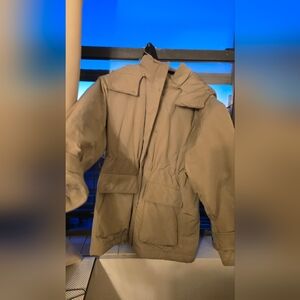 Light Beige Puffer Parka Coat with Hood